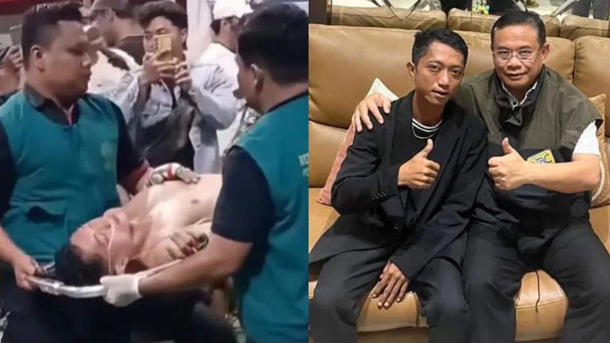 KABAR AHMAD HUSEIN - Inisiator demo Pati Ahmad Husein saat kalah tinju lawan Eko dalam ajang Combat Sport yang digelar di GOR Simpang Lima Purwodadi pada Minggu (5/4/2026).