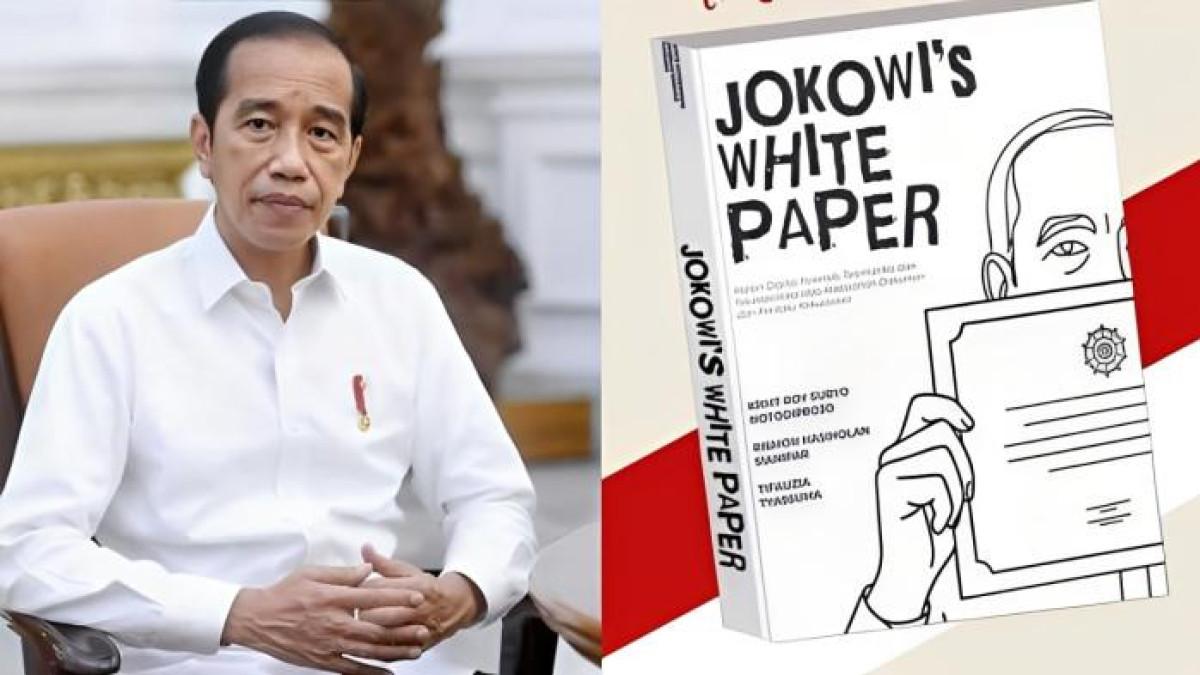 JOKOWI'S WHITE PAPER - Kolase foto Presiden RI ke-7 Joko Widodo atau Jokowi dan buku Jokowi's White Paper karya Roy Suryo cs yang lagi viral.