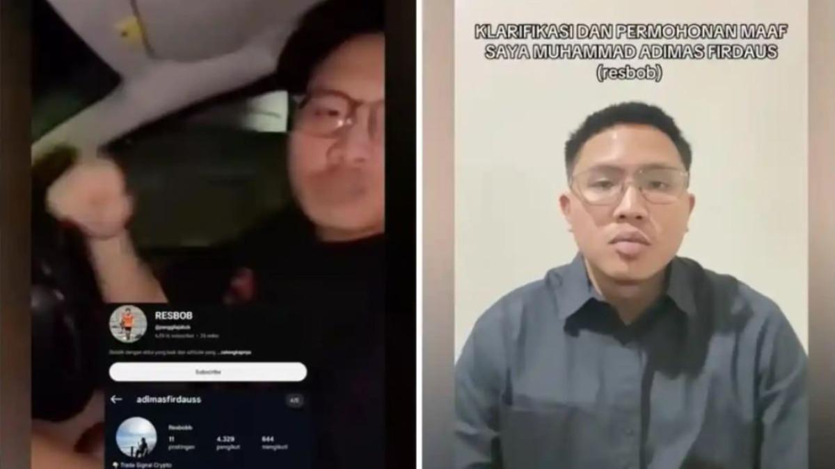 KASUS RESBOB: Tangkapan layar video pemilik akun Resbob diduga hina suku Sunda dan Viking Persib Bandung dan foto Resbob saat menyampaikan klarifikasi dan permintaan maaf di akun media sosialnya, (11/12/2025). Wakil Gubernur Jabar, Erwan Setiawan minta kasus diselesaikan secara hukum