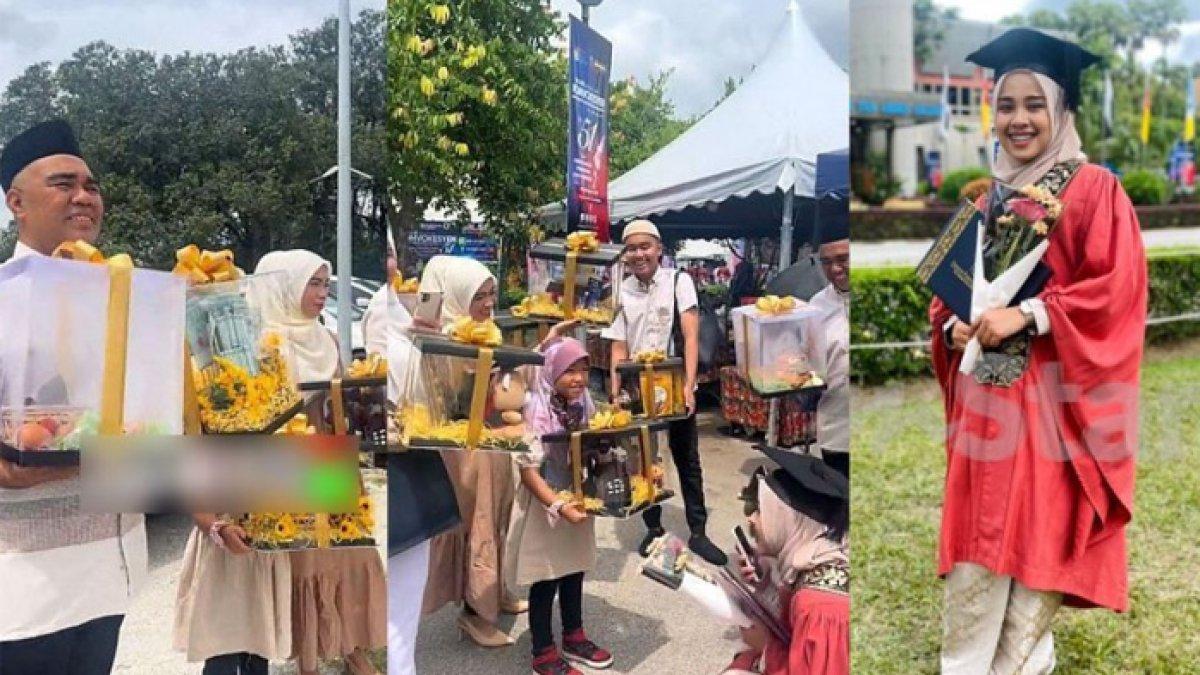 Wisudawati Terkejut! Keluarga Buat Kejutan di Hari Wisuda, Bawa Kotak Seserahan, Isinya Tak Disangka