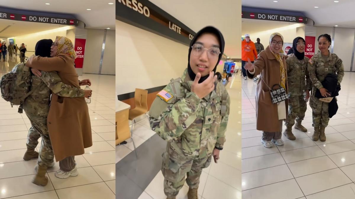 KISAH KEZIA SYIFA - Kolase potret Kezia Syifa, gadis berhijab asal Indonesia yang jadi tentara Amerika Serikat
