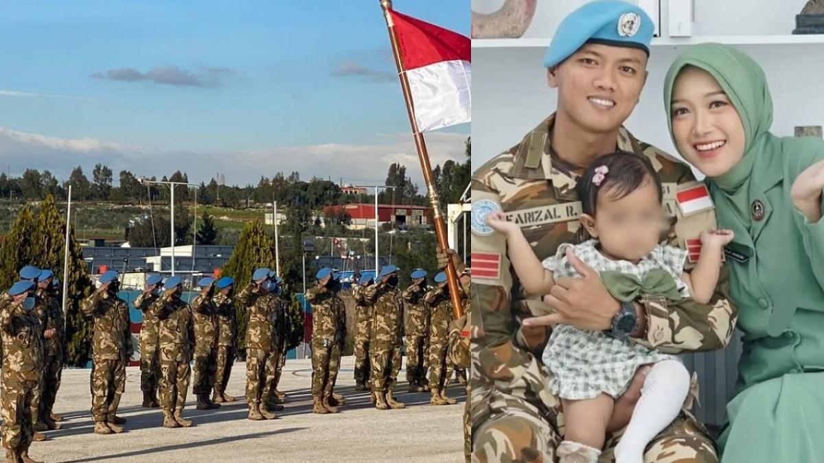 TNI GUGUR DI LEBANON - Kolase potret Pasukan Perdamaian Indonesia dan Praka Farizal Rhomadhon yang gugur di Lebanon