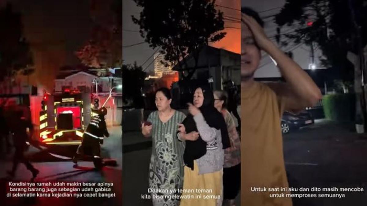 Kondisi keluarga Anisa Rahma saat dievakuasi dari kebakaran rumah.