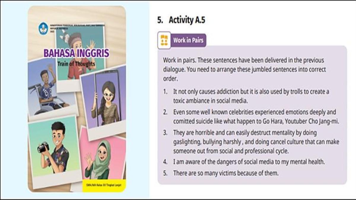 ILUSTRASI KUNCI JAWABAN - Kunci Jawaban Paket Bahasa Inggris Kelas 12 halaman 51-53 Kurikulum Merdeka. Buku Bahasa Inggris Tingkat Lanjut: Train of Thoughts untuk SMA/MA Kelas XII Edisi 1 ditulis Sunengsih dkk. (KemendikbudRistek 2022)