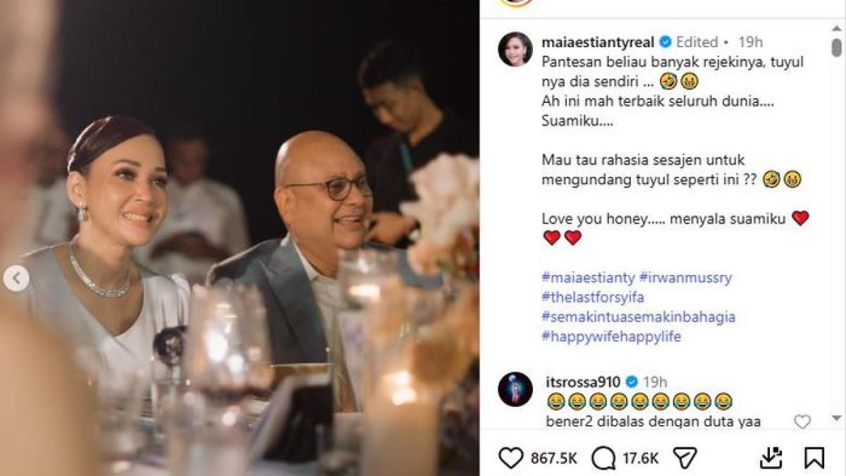 KONFLIK MANTAN PASANGAN - Maia Estianty Pamer Momen Mesra dengan Irwan Mussry di Tengah Isu Sindiran Ahmad Dhani, Ini Ungkapan Manisnya.