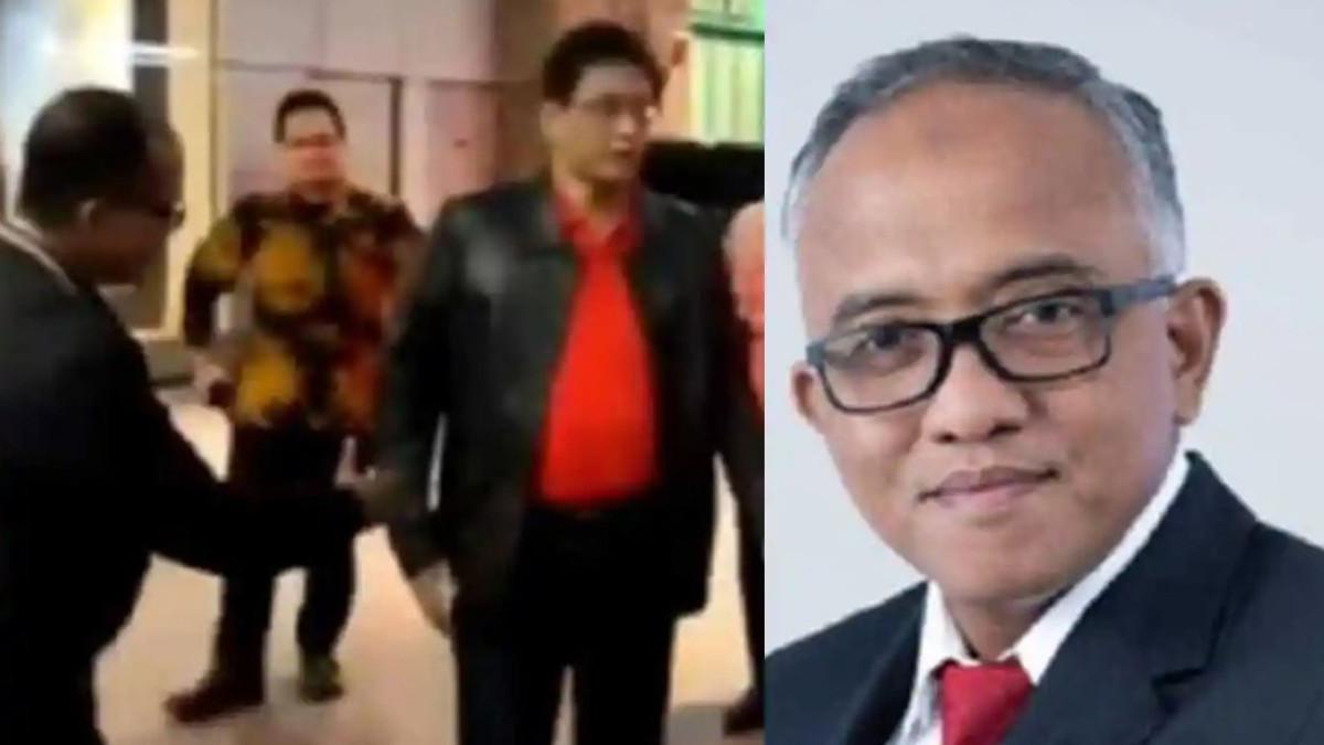 SALAMAN DITOLAK - (kiri) Momen Menkeu Purbaya tak mau disalami Deni Surjantoro pejabat Kemenkeu. (kanan) Deni Surjantoro.