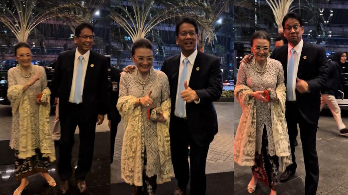 PURBAYA GANDENG ISTRI - Momen langka sekaligus manis Menteri Keuangan (Menkeu) Purbaya Yudhi Sadewa dan sang istri, Ida Yulidina viral di media sosial.