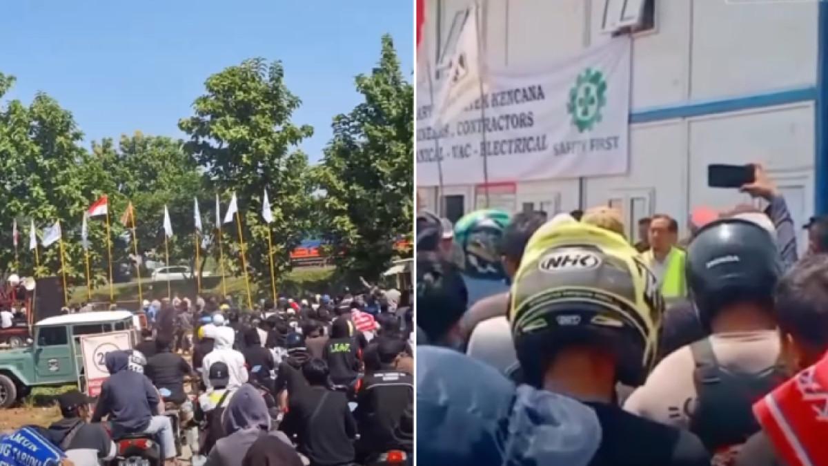 PABRIK VINFAST DEMO - Pabrik mobil VInFast di Subang didemo warga sehari setelah dibuka.