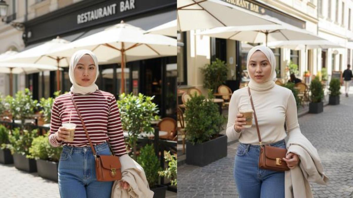 PROMPT GEMINI AI - Contoh foto hasil editan Gemini AI dari foto selfie menggunakan prompt Jumat (3/10/2025).