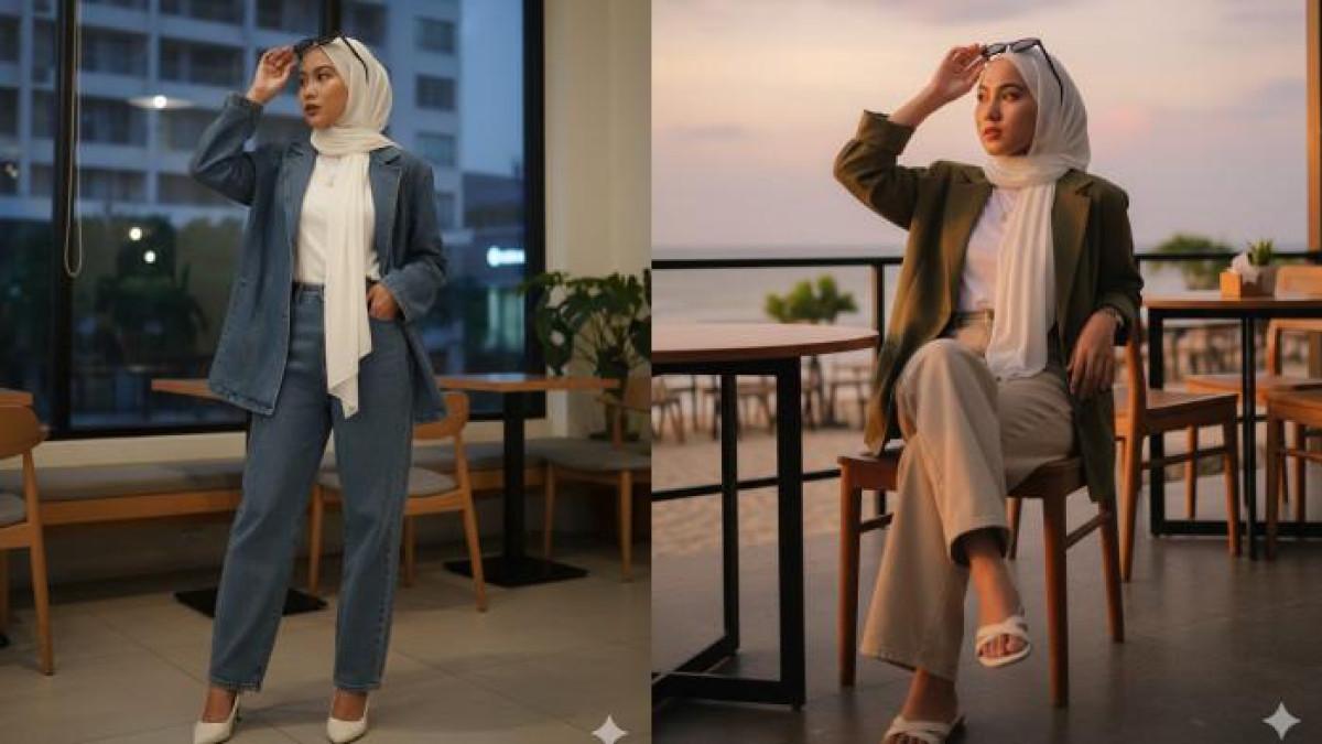 PROMPT GEMINI AI - Contoh foto hasil editan Gemini AI dari foto selfie menggunakan prompt Casual Korean style di kafe senja, Jumat (3/10/2025).