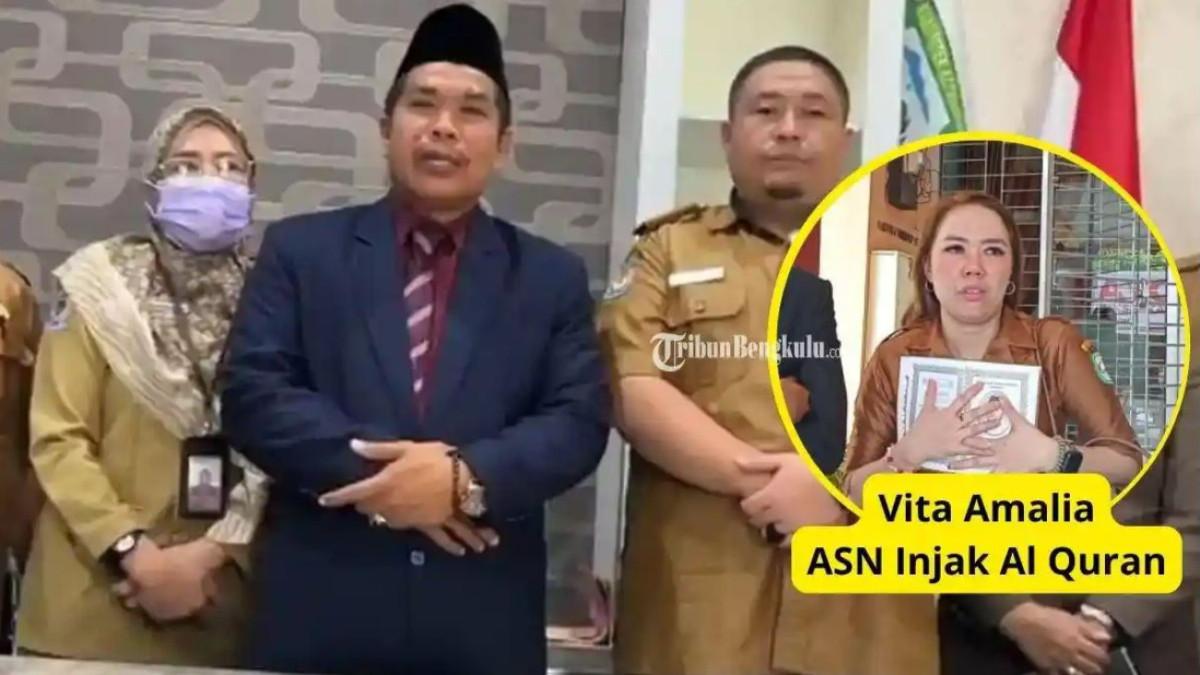 PEMECATAN ASN - Sekda Kepahiang Provinsi Bengkulu, Hartono saat mengumumkan keputusan pemecatan ASN injak Al-Quran, Senin (10/11/2025). Perbuatan ASN bersangkutan (Insert: Vita Amalia) dinilai memiliki dampak luas.