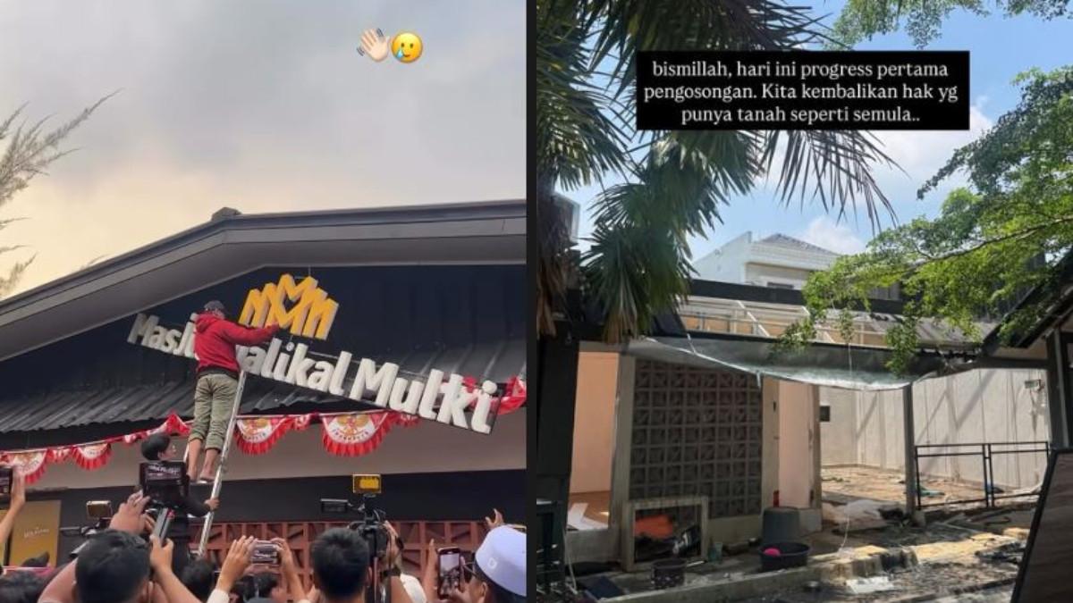 Proses pembongkaran masjid Malikal Mulki hasil donasi umat yang berdiri di tanah sengketa, diwarnai isak tangis, Taqy Malik tak sanggup bayar.