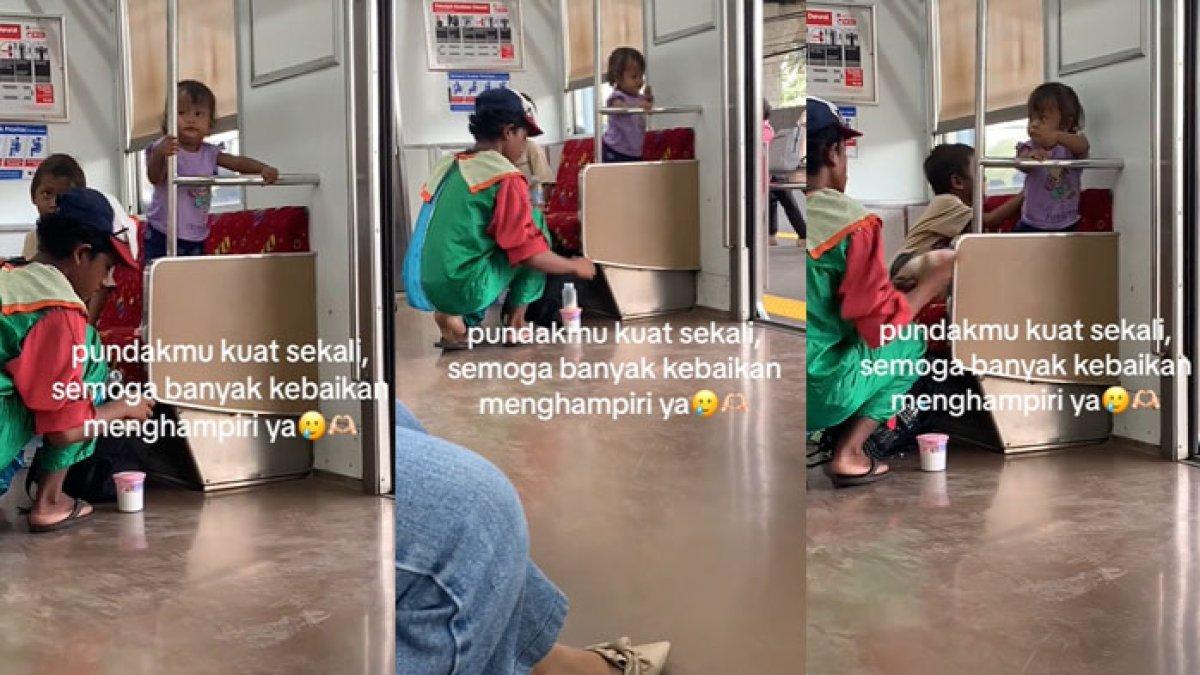 HARU! Pemuda di Gerbong Kereta Jadi Badut, Cari Nafkah Sembari Urus Adik, 'Pundakmu Kuat Sekali'