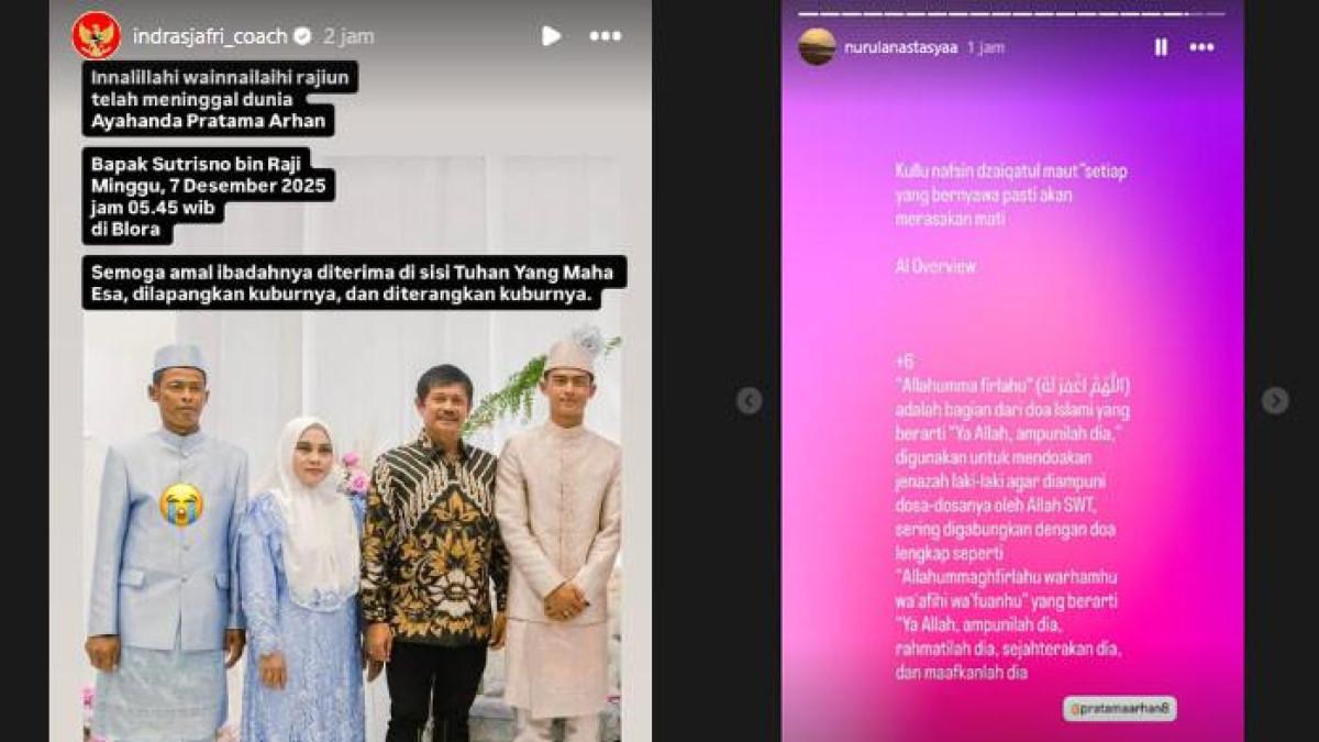 Kabar duka datang dari pesepakbola Pratama Arhan, sang ayah, Sutrisno meninggal dunia pada hari ini, Minggu (7/12/2025). Ibunda Zize turut berduka.