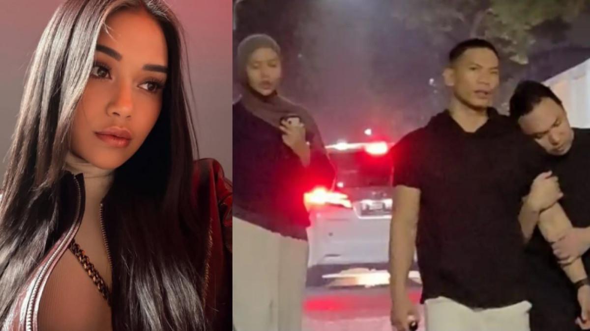 LULA LAHFAH MENINGGAL - Tangis selebgram Keanu Angelo (baju hitam) pecah saat meninggalkan rumah duka mendiang Lula Lahfah di RS Fatmawati, Jakarta Selatan, Jumat (23/1/2026).