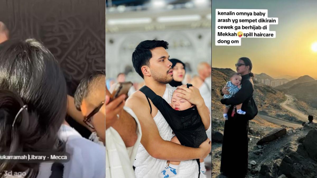 Seseorang dengan rambut panjang hitam terlihat berada di dekat ka'bah saat Thariq Halilintar umrah bersama Aaliyah Massaid ibadah umroh.