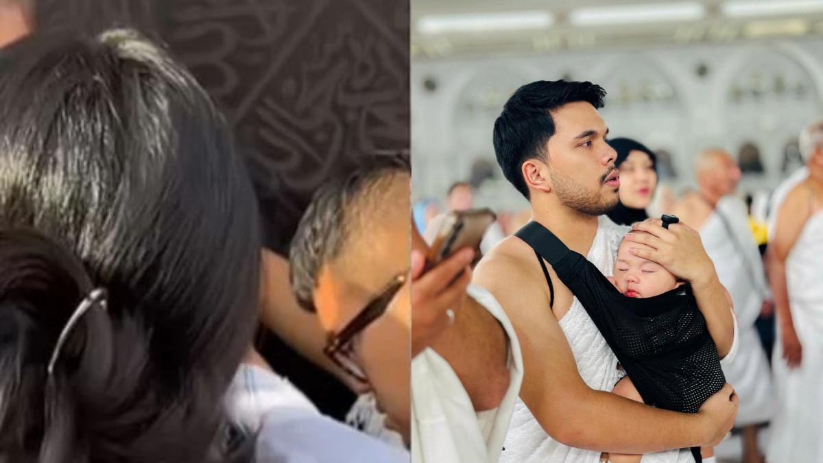 Seseorang dengan rambut panjang hitam terlihat berada di dekat ka'bah saat Thariq Halilintar umrah bersama Aaliyah Massaid ibadah umroh.