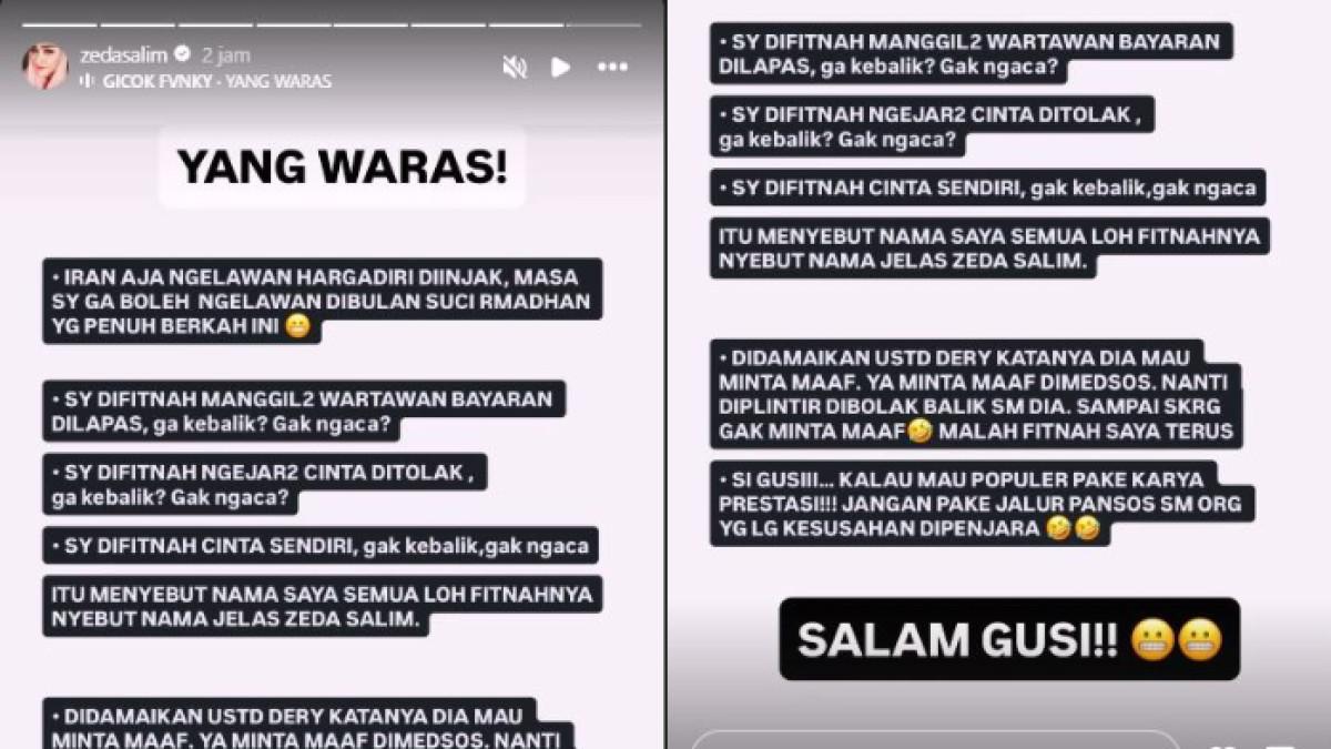 ASMARA AMMAR ZONI - Zeda Salim bereaksi setelah Ammar Zoni putuskan Dokter Kamelia. Ia membuat postingan bernuansa sindiran, diduga untuk Dokter Kamelia.