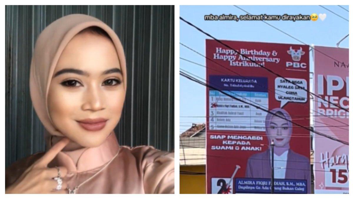Viral Cara Suami Beri Ucapan Ultah Istri, Buat Baliho Bak Caleg Kampanye: Happy Birthday Istriku