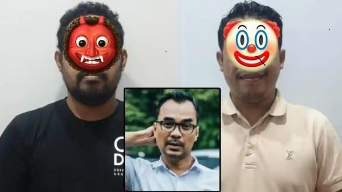 PELAKU PEMUKULAN BRO RON - Dua pria yang diduga melakukan pemukulan terhadap Ronald A Sinaga alias Bro Ron diamankan polisi, sementara kondisi korban terlihat mengalami luka di bagian pelipis mata kanan.
