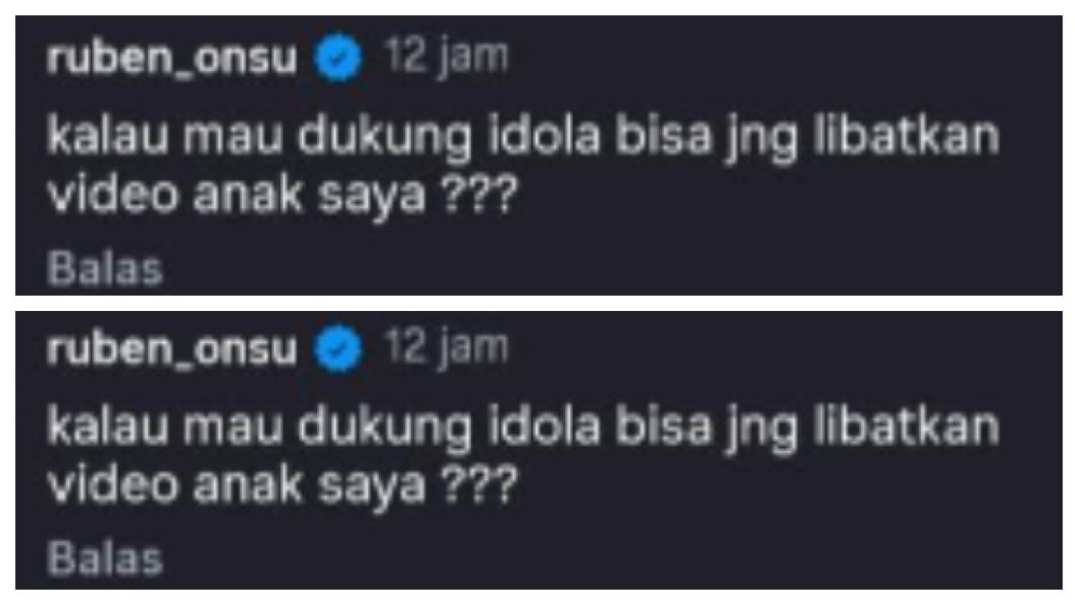 Ruben Onsu terlihat berkomentar di video Giorgino saat bersama anak bungsu, Thania