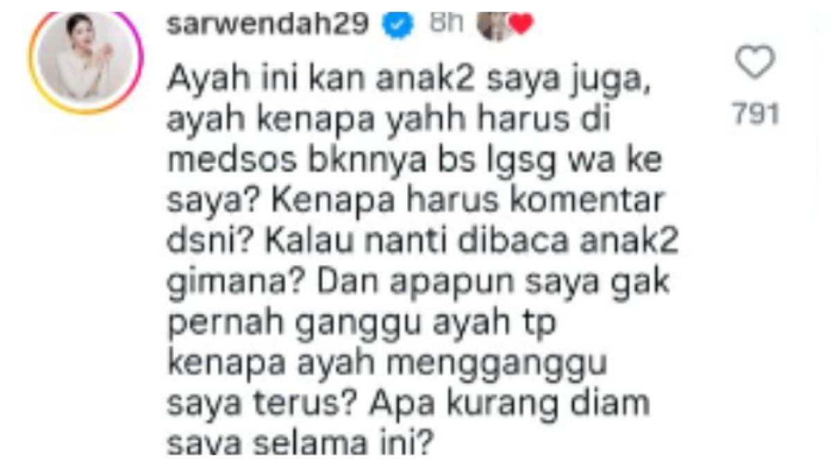 Sarwendah pun tak tinggal dia, ia membalas komenta dari Ruben Onsu setelah viral.