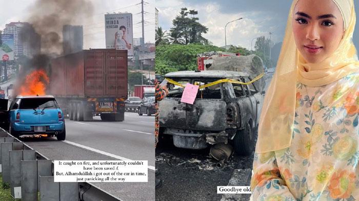 Innalillahi! Mobil Mewah Artis Terbakar di Pinggir Jalan saat Dikendarai, Damkar Datang Sudah Gosong