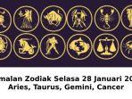 Ramalan Zodiak Aries, Taurus, Gemini, Cancer Selasa 28 Januari 2025, Penghasilan Aries Gila-gilaan!