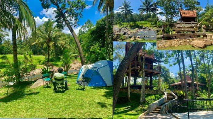 Suasana di tempat wisata camping ground Amandadi Riverside, Pesawaran, Lampung. 