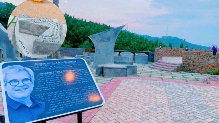 Suasana di situs seni instalasi multidimensi di tempat wisata Bukit Aslan, Way Gubak, Kota Bandar Lampung.