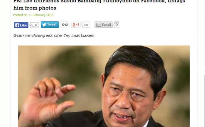 PM Singapura Hapus SBY dari Daftar Teman Facebooknya Hoax