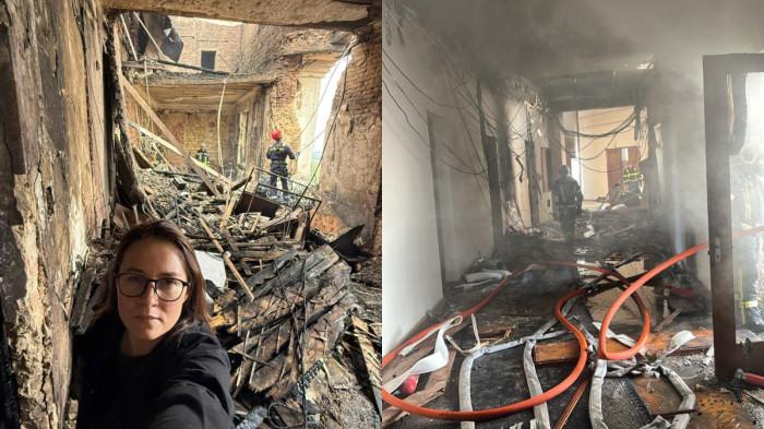 AKIBAT SERANGAN RUSIA - Gambar diambil dari Facebook PM Ukraina, Senin (8/9/2025), memperlihatkan Perdana Menteri Ukraina, Yuliia Svyrydenko, membagikan foto-foto yang menunjukkan kerusakan pada gedung Kabinet Menteri akibat serangan Rusia pada hari Minggu (7/9/2025).