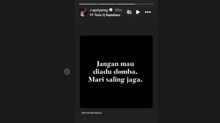 APRIYANI SOROTI DEMO - Apriyani turut menyoroti soal demo yang ada di Indonesia.