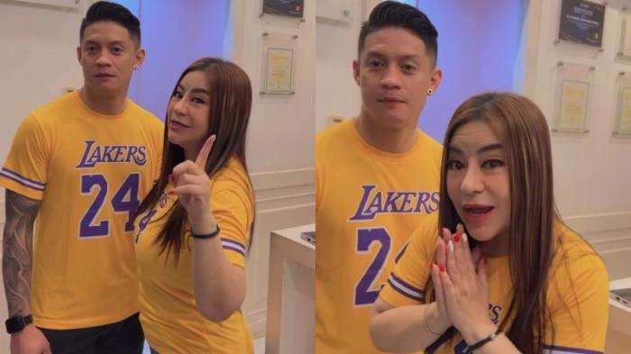 MENIKAH - Pedangdut Anisa Bahar dan sang suami Firmansyah Salambela. Mereka menikah meski baru kenal hitungan hari.