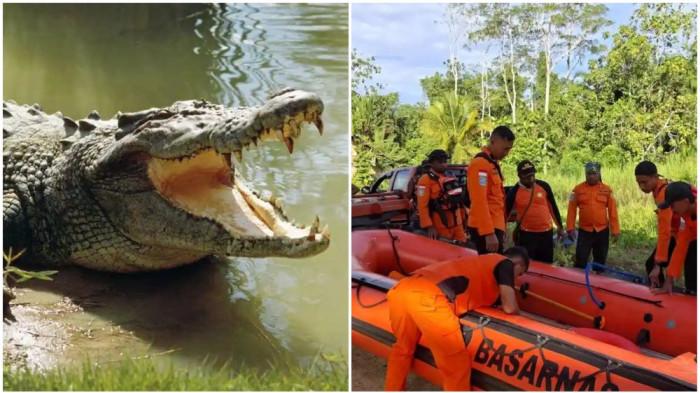 DITERKAM BUAYA - Tim penyelamat saat sedang bersiap melakukan pencarian pemuda asal Kampung Mosso David (21) diterkam buaya saat memancing di Sungai Tami, Distrik Muara Tami, Kota Jayapura, Papua.