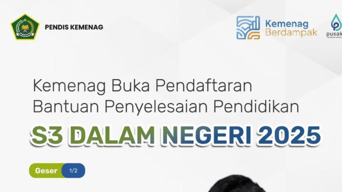 Kemenag Buka Pendaftaran Bantuan Penyelesaian Pendidikan S3 Dalam Negeri 2025, Ini Syarat Daftarnya