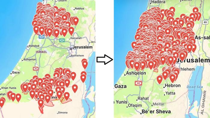 ISRAEL MAKIN SIAGA - Bertambahnya simbol sirine peringatan darurat ncaman serangan balasan Iran atas Israel-AS di tanah Zionis. IDF merilis simbol sirine yang berangsur memenuhi tanah Israel