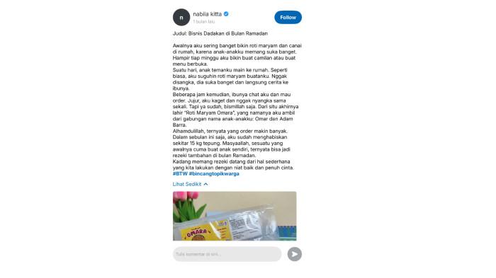 Cerita sederhana seperti jualan roti pada bulan ramadan berpeluang viral dan menginspirasi pembaca di seluruh Indonesia.