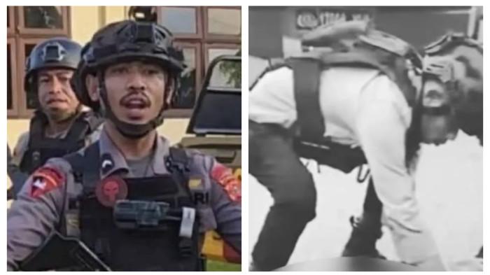 DIANIAYA HINGGA TEWAS - Anggota Brimob Bripda Masias Siahaya yang diduga menganiaya siswa berinisial AT (14) di Kota Tual, Maluku, hingga korban meninggal.