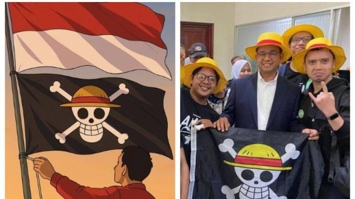 DISEBUT NAKAMA SEJATI - Anies Baswedan pernah disebut sebagai nakama sejati saat masa pilpres 2024. Kini, One Piece kembali muncul dalam bentuk bendera sebagai kritik ke pemerintah.