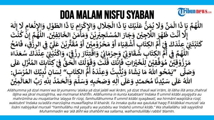 DOA NISFU SYABAN - Gambar didesain Tribunnews di BeFunky dan Paint, Sabtu (31/1/2026). Doa malam nisfu Syaban diajarkan oleh ulama-ulama terdahulu. Selain itu, ada amalan sunah lain yang dapat dilakukan pada bulan Syaban.