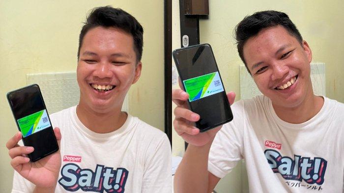 Foto Dwinanda Setiya Haryadi saat menunjukkan Kartu BPJS Ketenagakerjaan miliknya. Kepada Tribunnews, Nanda pun menceritakan pengalamannya sebagai peserta BPJS Ketenagakerjaan
