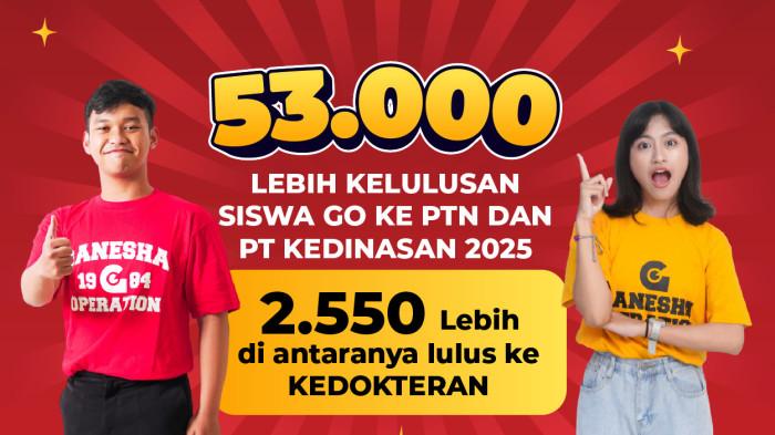 Mendominasi! Ganesha Operation Cetak 53.000 Kelulusan Siswa ke PTN dan PT Kedinasan Tahun 2025