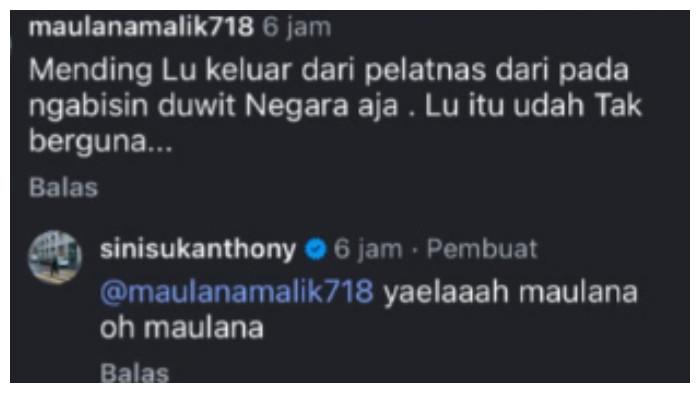 JAWABAN GINTING - Anthony Sinisuka Ginting memberikan jawaban santai saat mendapat kritikan dari netizen nyinyir.