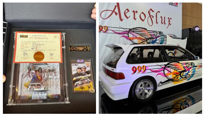 VERSI ASLI DAN DIECAST - Honda Civic Nouva EF9 'AeroFlux' milik Rizki Kurniawan, versi diecast berikut sertifikatnya (kiri) dan versi aslinya dipamerkan Indonesia Diecast Expo (IDEXII) 2025 di ICE BSD, Tangerang, Sabtu dan Minggu, 25-26 Oktober 2025.