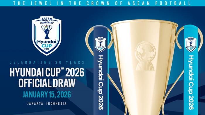 JADWAL DRAWING - Jadwal drawing Piala AFF 2026 alias Asean Cup 2026 yang bakal diundi di Jakarta, pada 15 Januari 2026 pukul 11.00 WIB. Calon lawan Timnas Indonesia akan ditentukan.