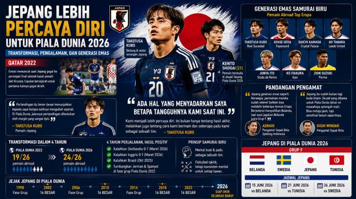 Kepercayaan Diri Jepang di Piala Dunia 2026, Kubo: Kami Lebih Tangguh dan Padu Sebagai Tim