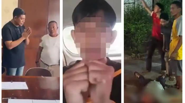 KORBAN PENEMBAKAN - Dedi Kristian Agung (40), warga Jalan Fajar Asri RT 24 RW 25, Kelurahan Ganjar Asri, Kecamatan Metro Barat, Kota Metro, Lampung tewas menjadi korban penembakan, Sabtu (23/5/2026). (kiri) Wakil Bupati Lampung Utara Romli bersama keluarga pelaku saat menyerahkan FJP (21) di Mapolres Lampung Utara, Minggu (24/5/2026). (tengah) Pelaku FJP. (kanan) Korban di TKP.