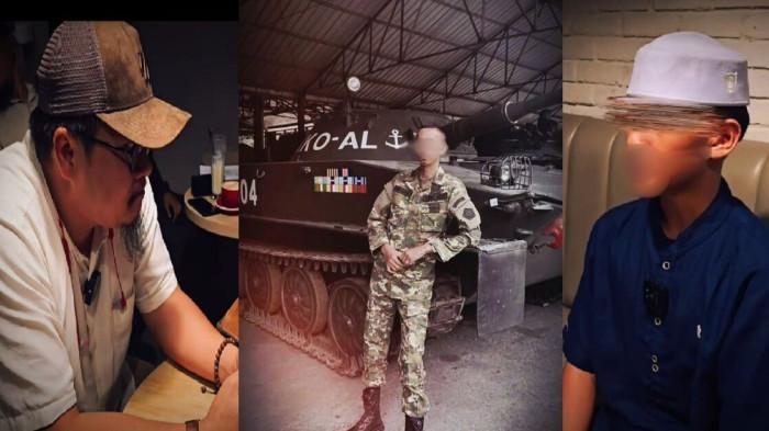 CABUL NGAKU KOMCAD - Kolase foto advokat Mohammad (kiri), terduga pelaku pelecehan (tengah) dan korban Y (kanan). Dugaan pelecehan terhadap anak di bawah umur terjadi di Bekasi, pelaku mengaku anggota Komcad TNI AL dan kini kabarnya kabur