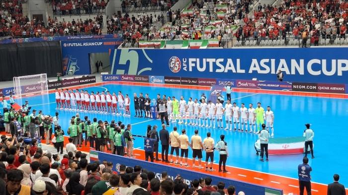 LAGA FINAL - Suasana pertandingan final Piala Asia Futsal 2026 yang mempertemukan Indonesia dengan Iran di Indonesia Arena, Senayan, Jakarta, Sabtu (7/2/2026) malam.